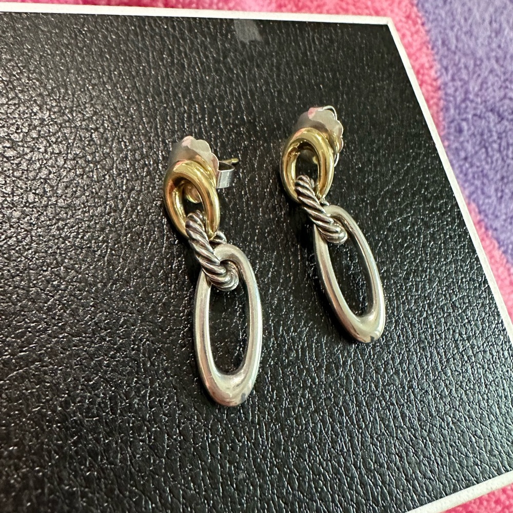 David Yurman 18k & 925 oval dangle earrings